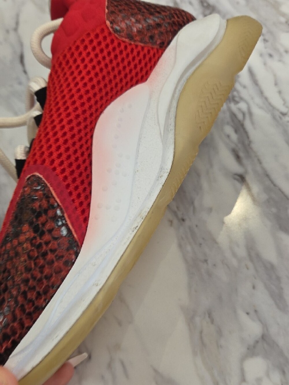 Versace Red Mesh & Snake-Print Women's Sneakers - Picture 10 of 13